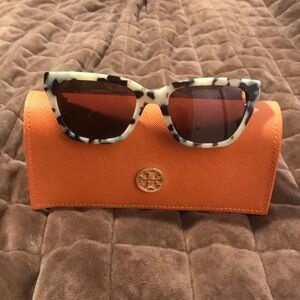 Tory Burch Tortoiseshell Sunglasses with Orange Case